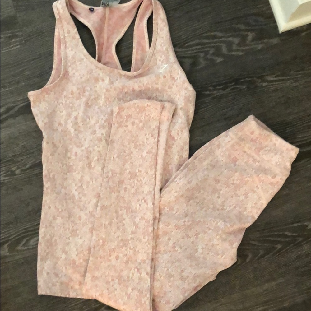Pink Gymshark top and leggings set